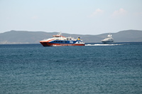 Die Fähre "Dodekanisos Pride" - nimmt Kurs auf den Hafen