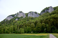 Blick auf Schlossfels, Eigerfels, Fischerfels und St.Anna-Fels bei Hausen im Tal